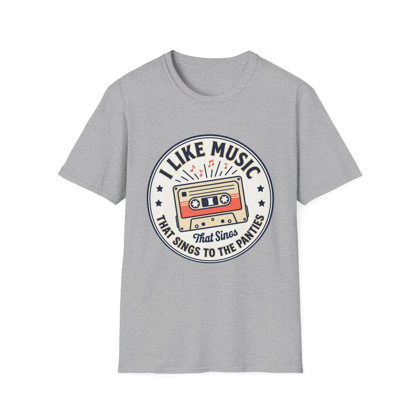 Retro Cassette T-Shirt — "I Like Music That Sings to the Pants" Vintage Music Tee