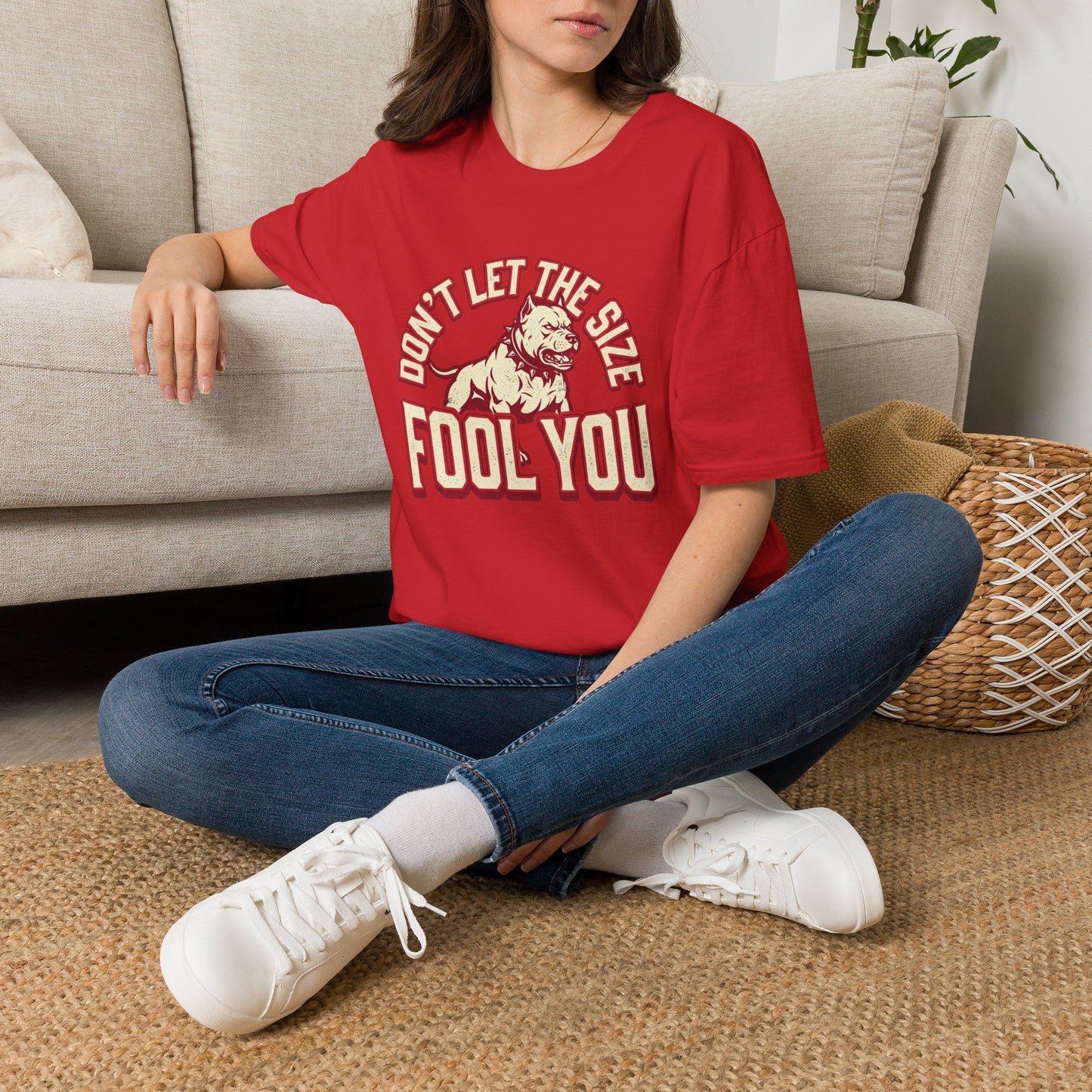 "Don’t Let The Size Fool You" Vintage Dog Tee-Pitbull Graphic T-Shirt