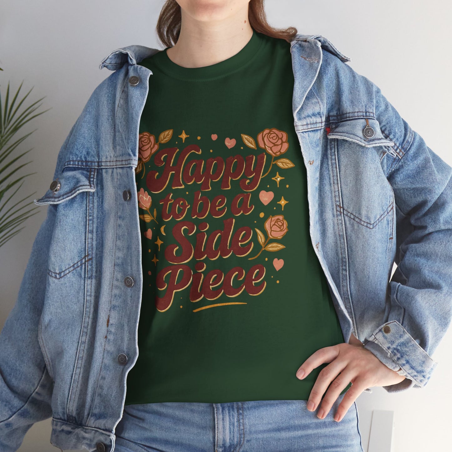 Happy to Be a Side Piece Tee — Retro Floral Statement T-Shirt