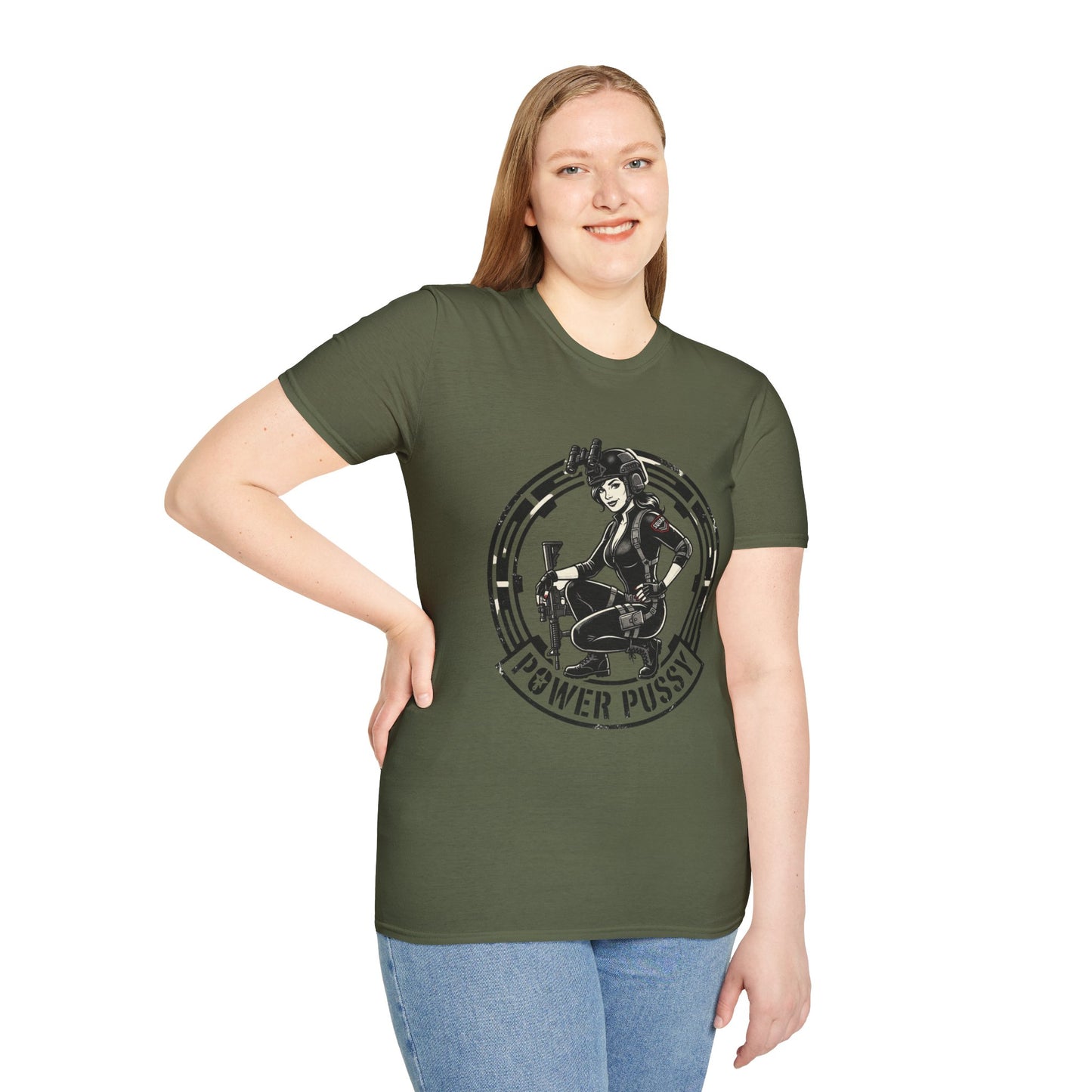 Power Pussy Graphic T-Shirt — Retro Pinup Catwoman Style Tee
