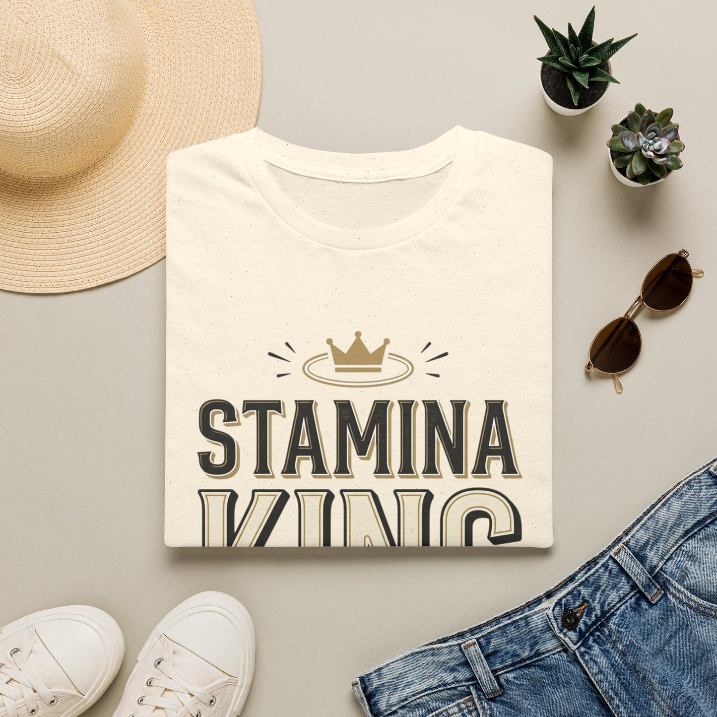 Stamina King T-Shirt — Bold Crown Fitness Tee for Workout Motivation