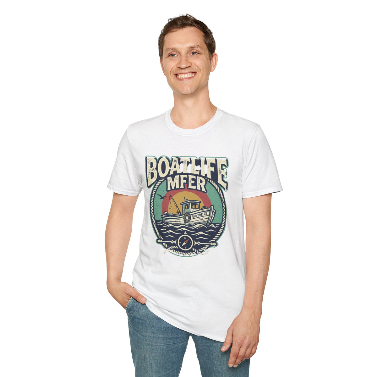 Boat Life T-Shirt – Vintage Fishing Boat Graphic 'Boat Life MFER' Tee