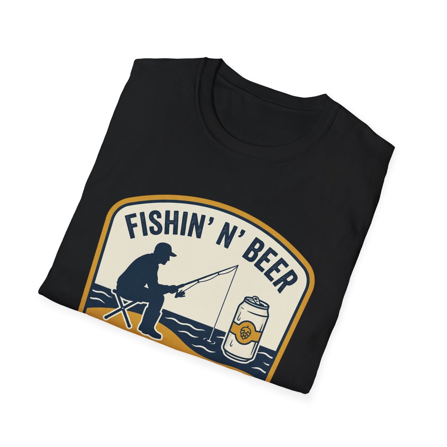 Fishing N' Beer T-Shirt — "Fishin' N' Beer That's Why I'm Here" Fishing Graphic Shirt