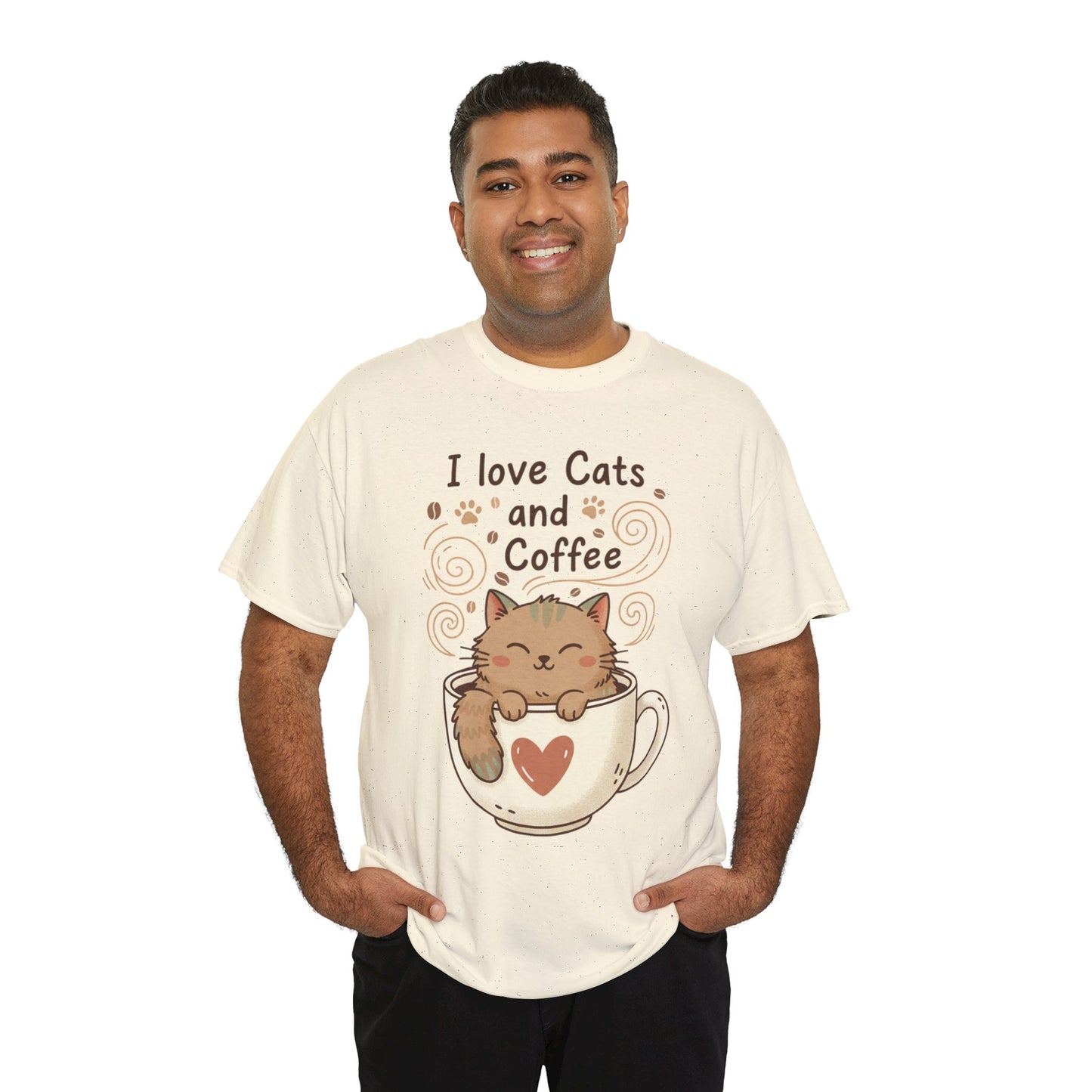 Cat and Coffee T‑Shirt — "I Love Cats and Coffee" Cute Cat in Mug Tee
