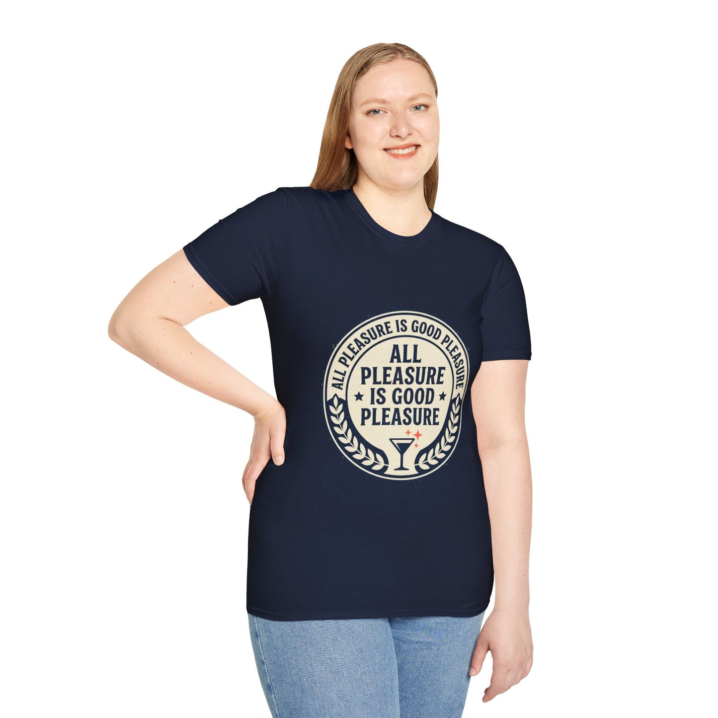 "All Pleasure Is Good Pleasure" Vintage Badge Tee