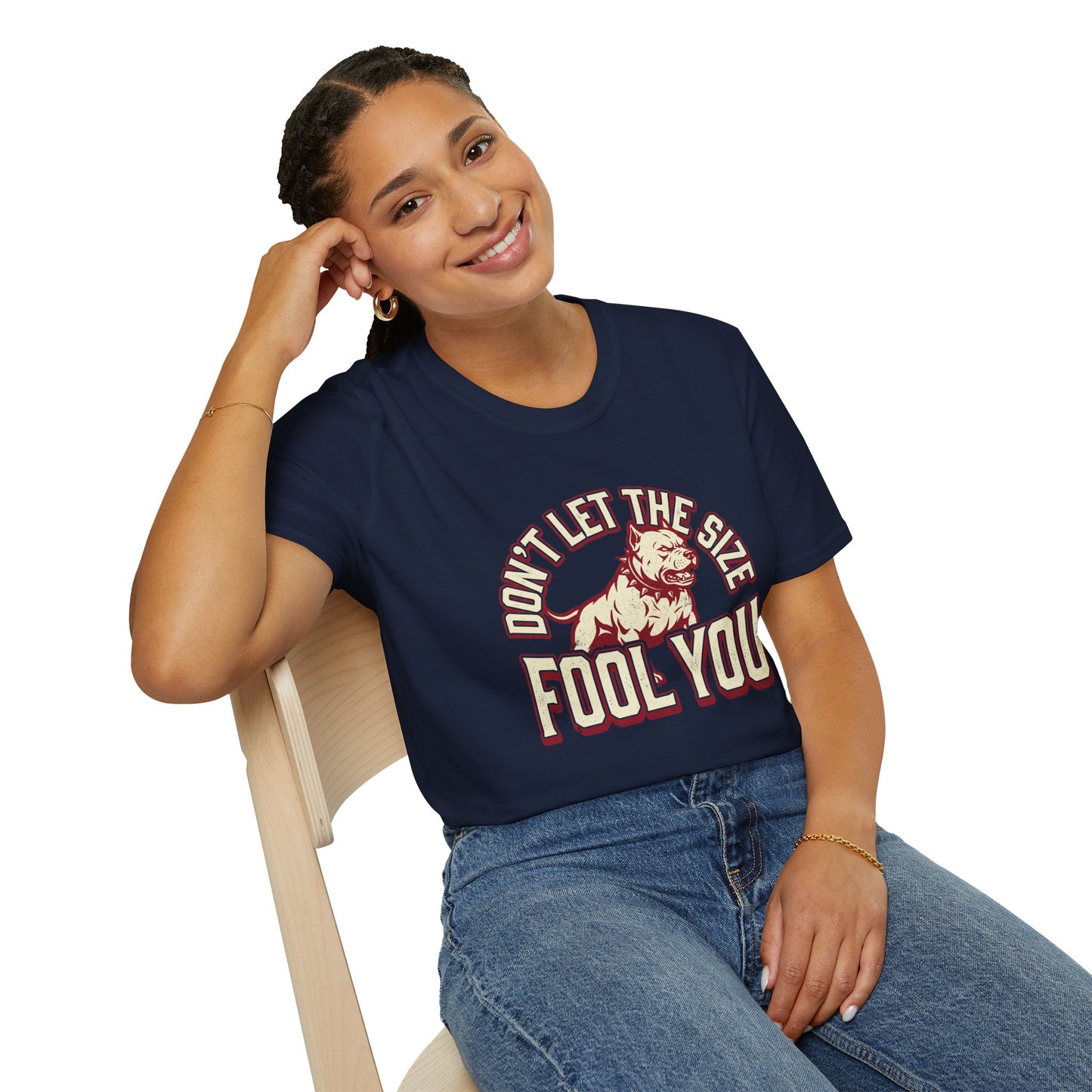 "Don’t Let The Size Fool You" Vintage Dog Tee-Pitbull Graphic T-Shirt