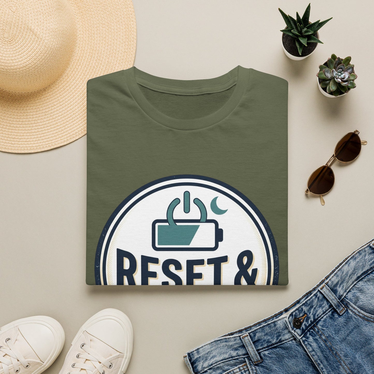Reset & Recharge T-Shirt — Self-Care Relaxation Graphic Tee