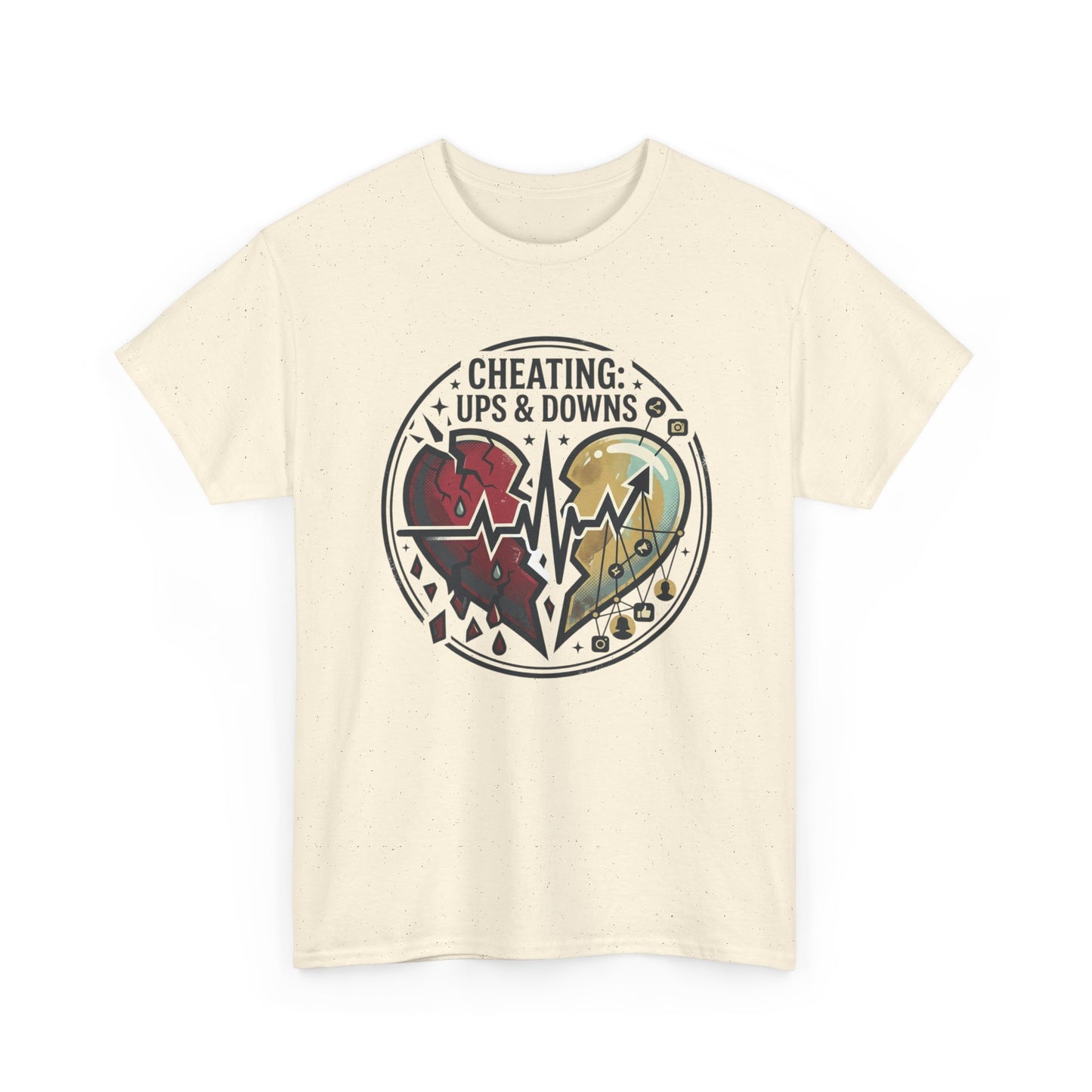 Cheating: Ups & Downs Broken Heart Graphic Tee Printify