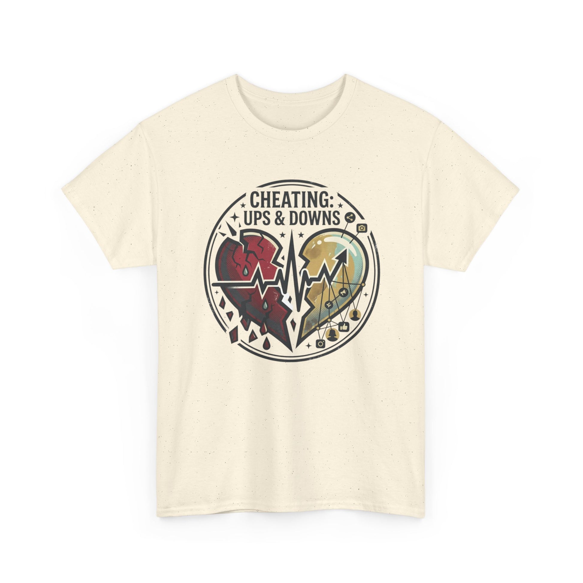 Cheating: Ups & Downs Broken Heart Graphic Tee Printify