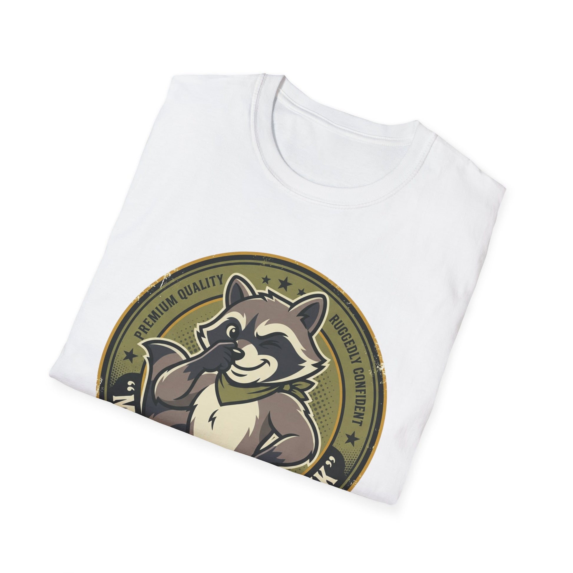 Raccoon Badge T-Shirt — "My Shit Doesn't Stink" Funny Graphic Tee Printify