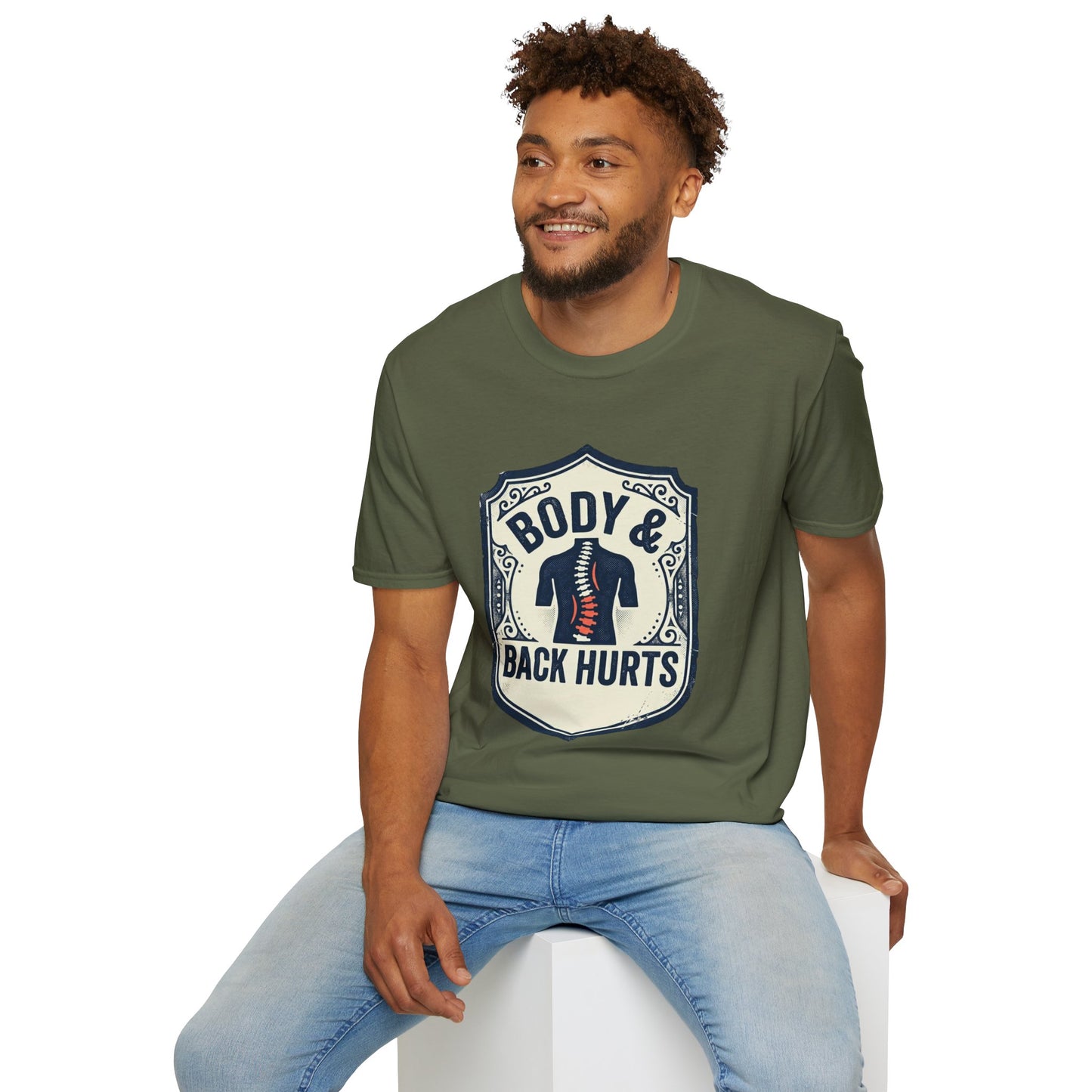 Back Hurts T-Shirt — Body & Back Hurts Graphic Tee for Spine Pain Relief Awareness