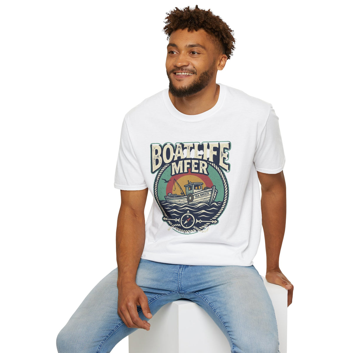 Boat Life T-Shirt – Vintage Fishing Boat Graphic 'Boat Life MFER' Tee