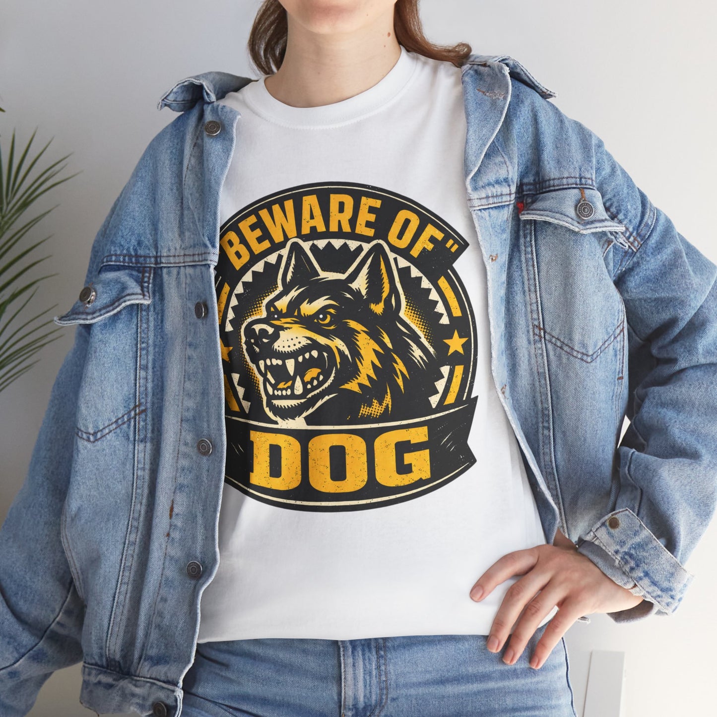 Beware of Dog T-Shirt — Retro Aggressive Dog Warning Graphic Tee Printify