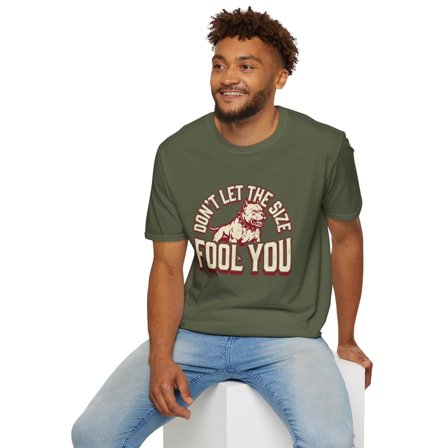 "Don’t Let The Size Fool You" Vintage Dog Tee-Pitbull Graphic T-Shirt