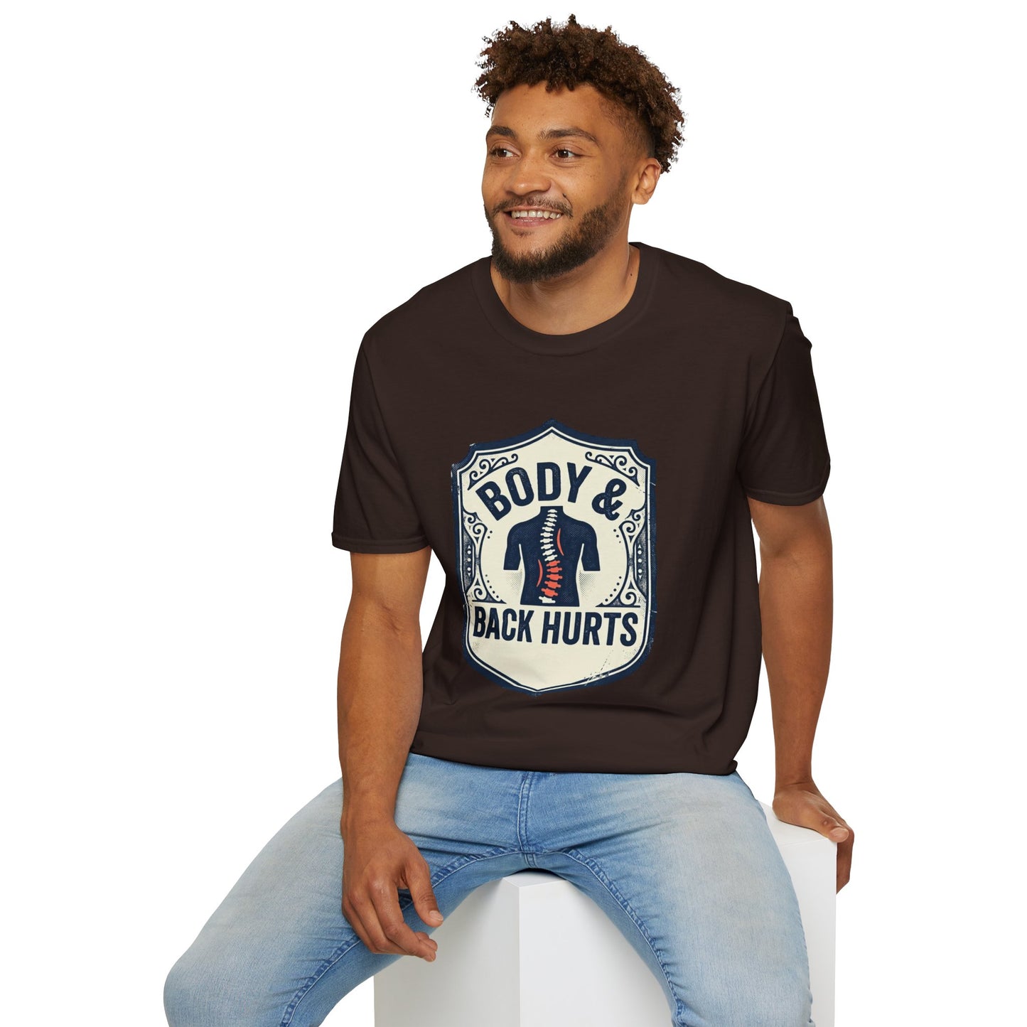 Back Hurts T-Shirt — Body & Back Hurts Graphic Tee for Spine Pain Relief Awareness