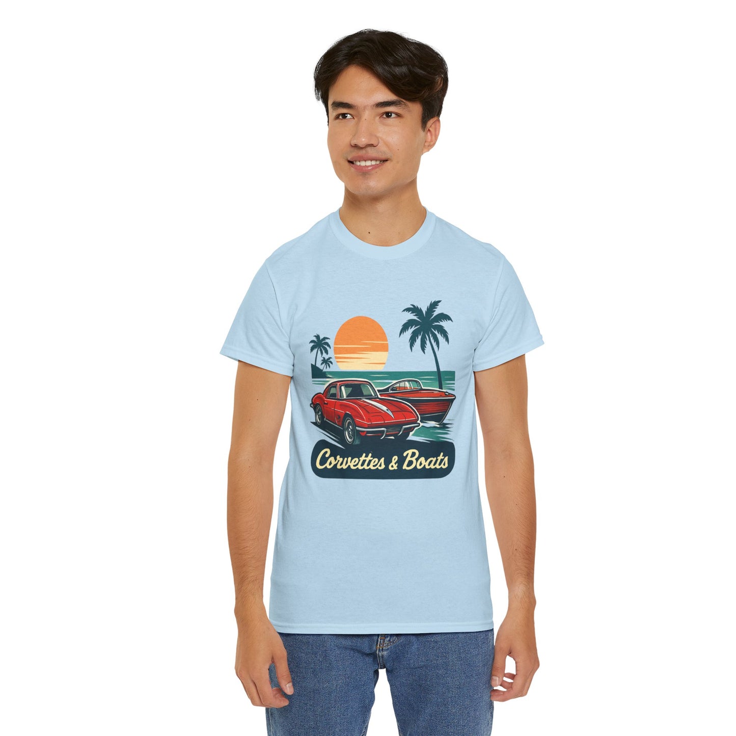 Corvettes & Boats Retro Sunset T‑Shirt