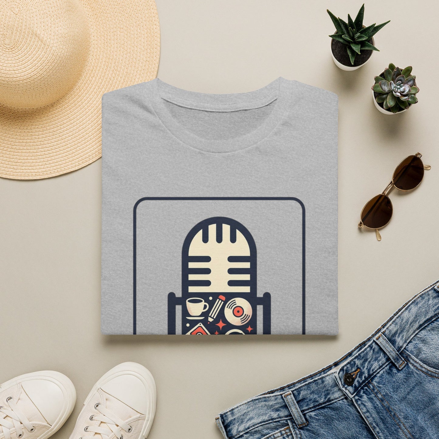 Microphone Graphic T-Shirt — “Objects Into Voice” Podcast Tee