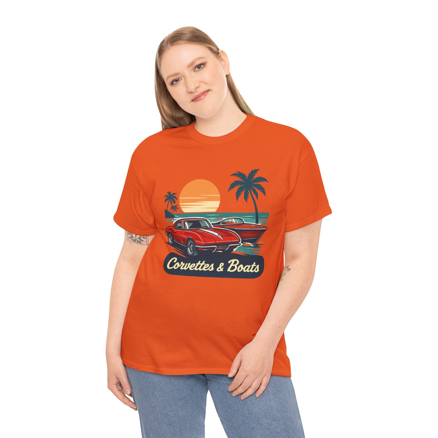 Corvettes & Boats Retro Sunset T‑Shirt