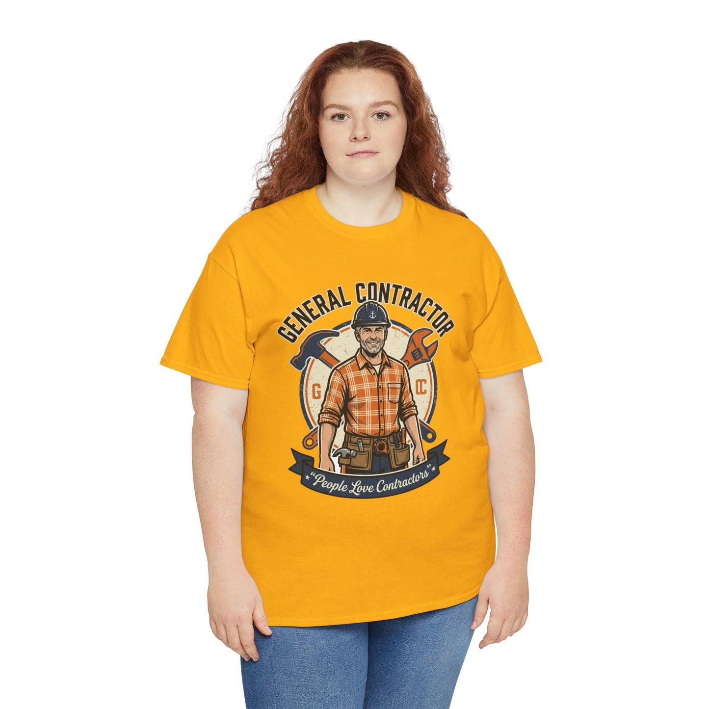General Contractor T-Shirt — Vintage Construction Worker Logo Tee Printify