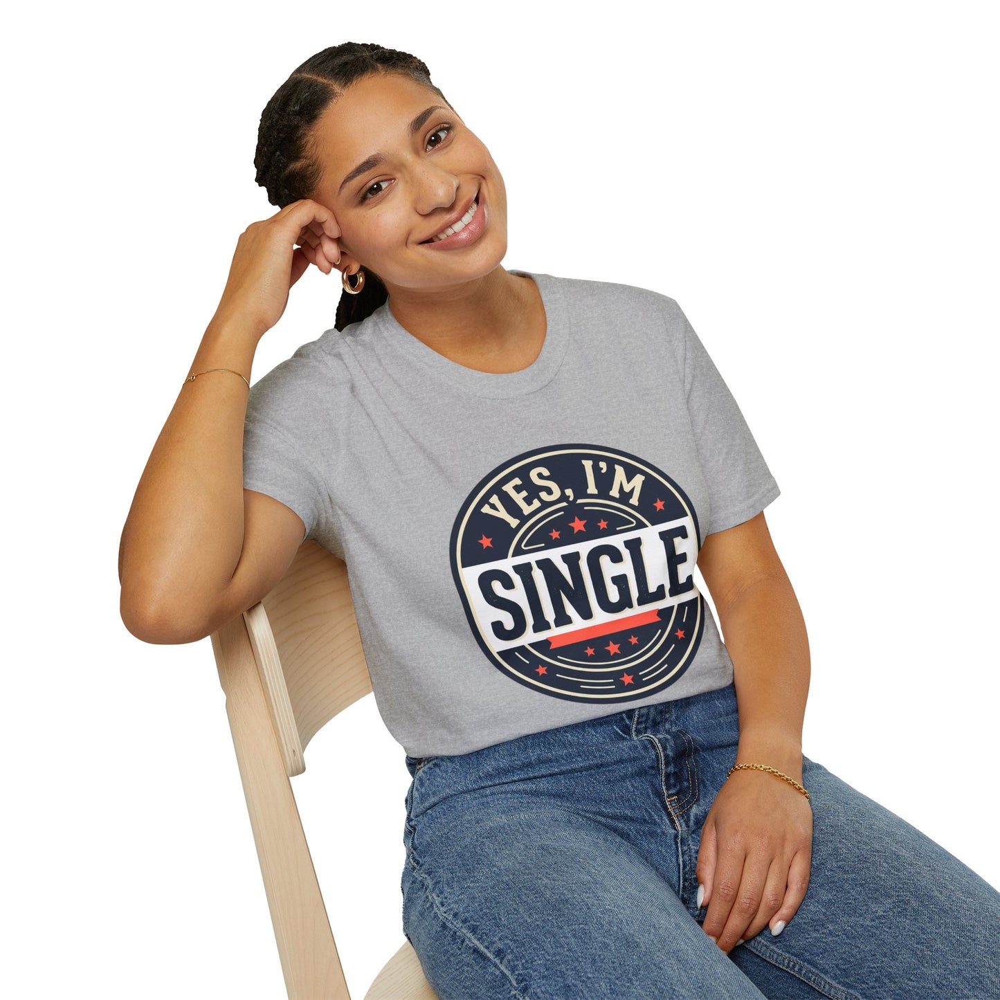 "Yes, I’m Single" Graphic Tee - Single Badge T-Shirt