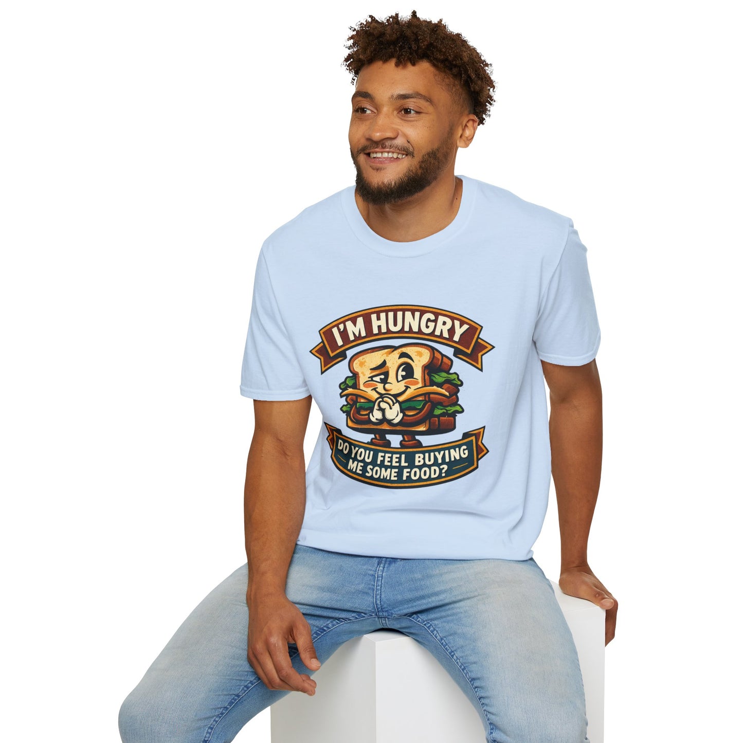 I'm Hungry Burger Graphic T-Shirt — "Do You Feel Buying Me Some Food?" Funny Foodie Tee