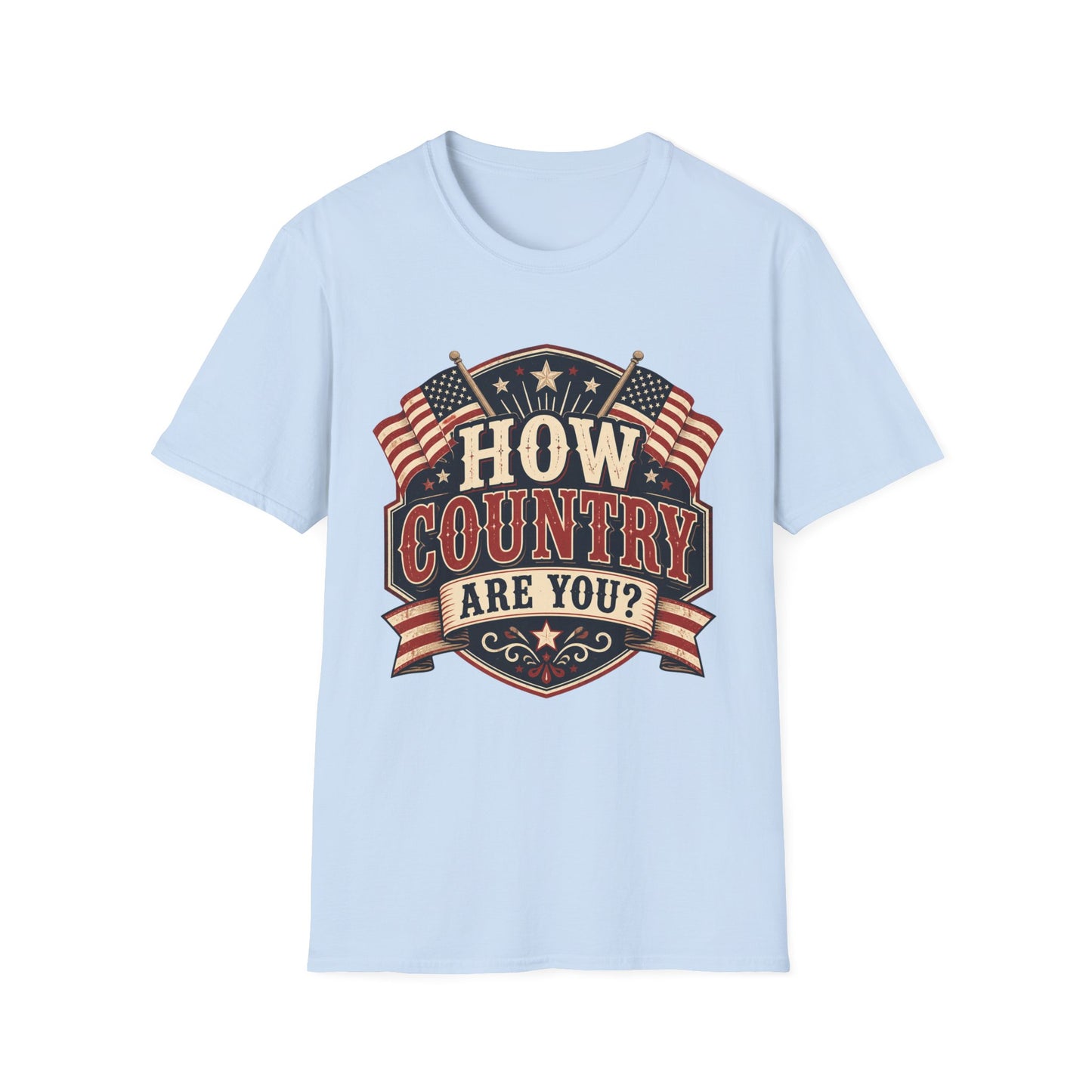 How Country Are You? T-Shirt — Vintage American Flag Country Graphic Tee