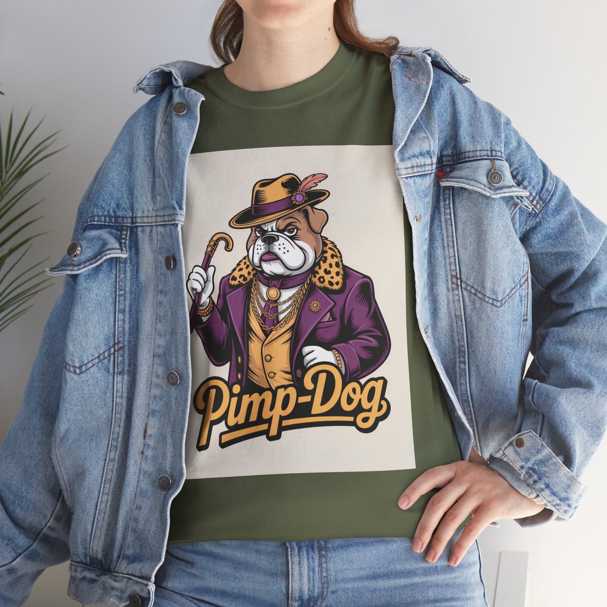Pimp-Dog Graphic Tee — Retro Bulldog Character Shirt Printify