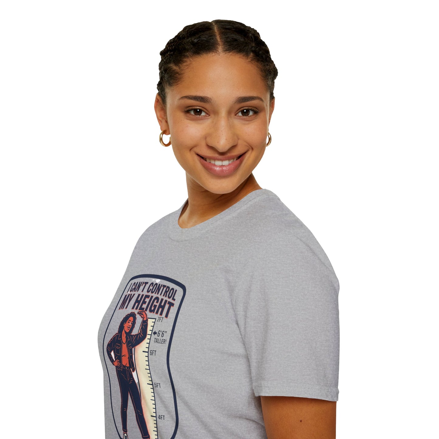 "I Can't Control My Height" Funny Tall Woman Graphic Tee