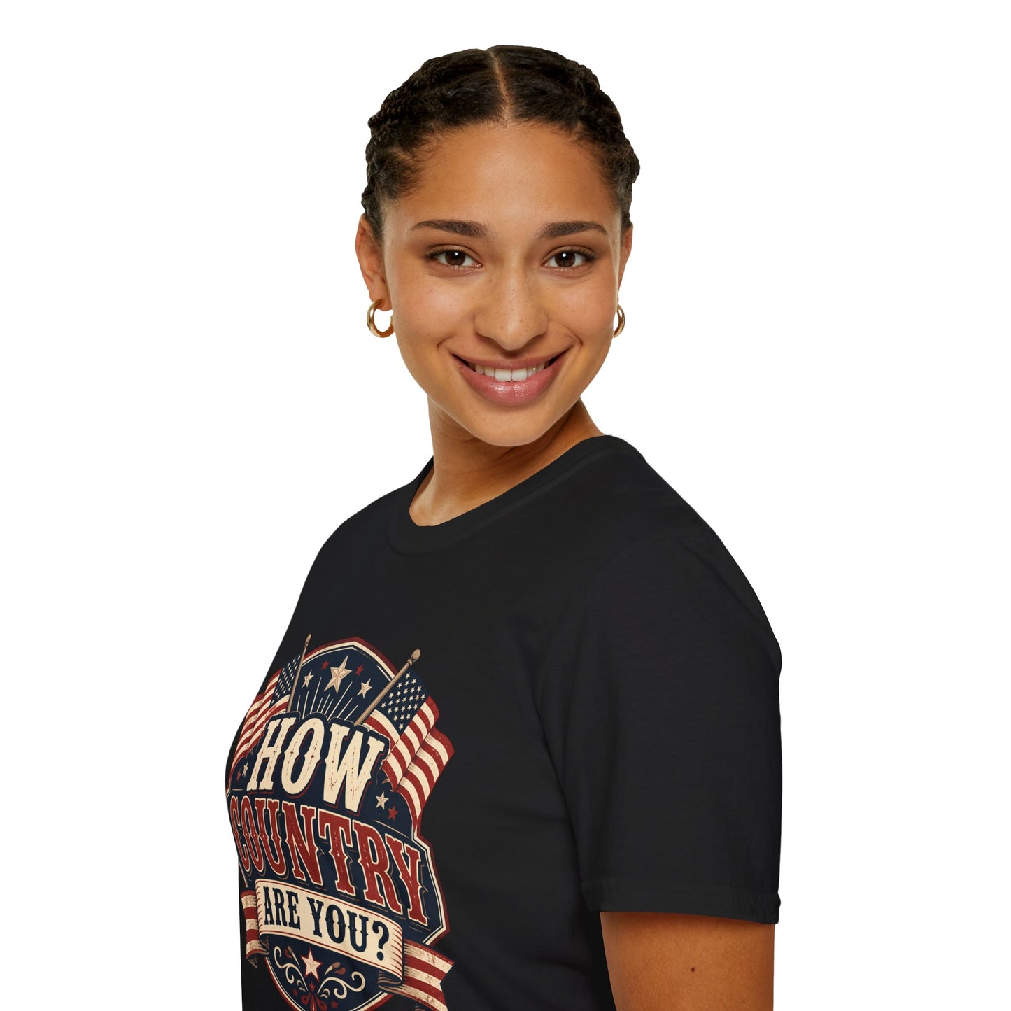 How Country Are You? T-Shirt — Vintage American Flag Country Graphic Tee