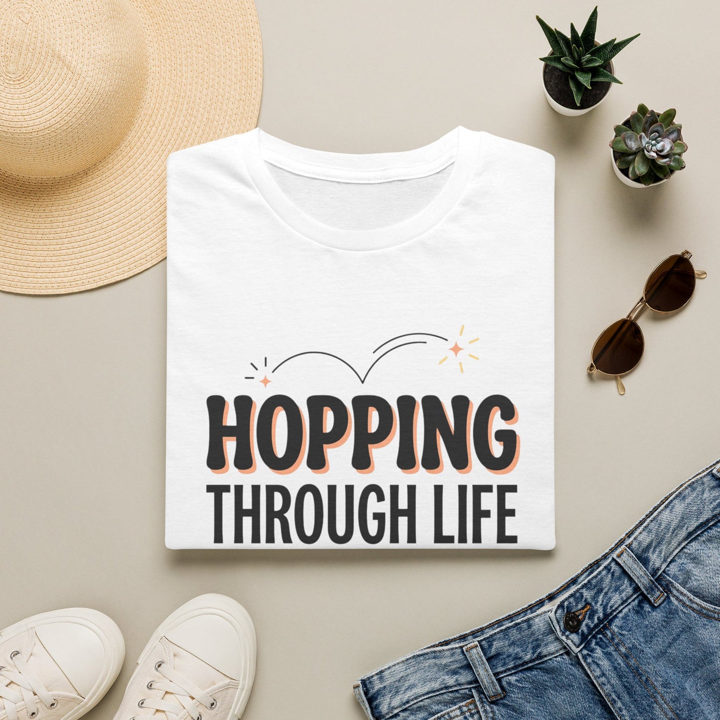 Hopping Through Life Tee — "Hopping Through Life with Joy" Inspirational Graphic T-Shirt