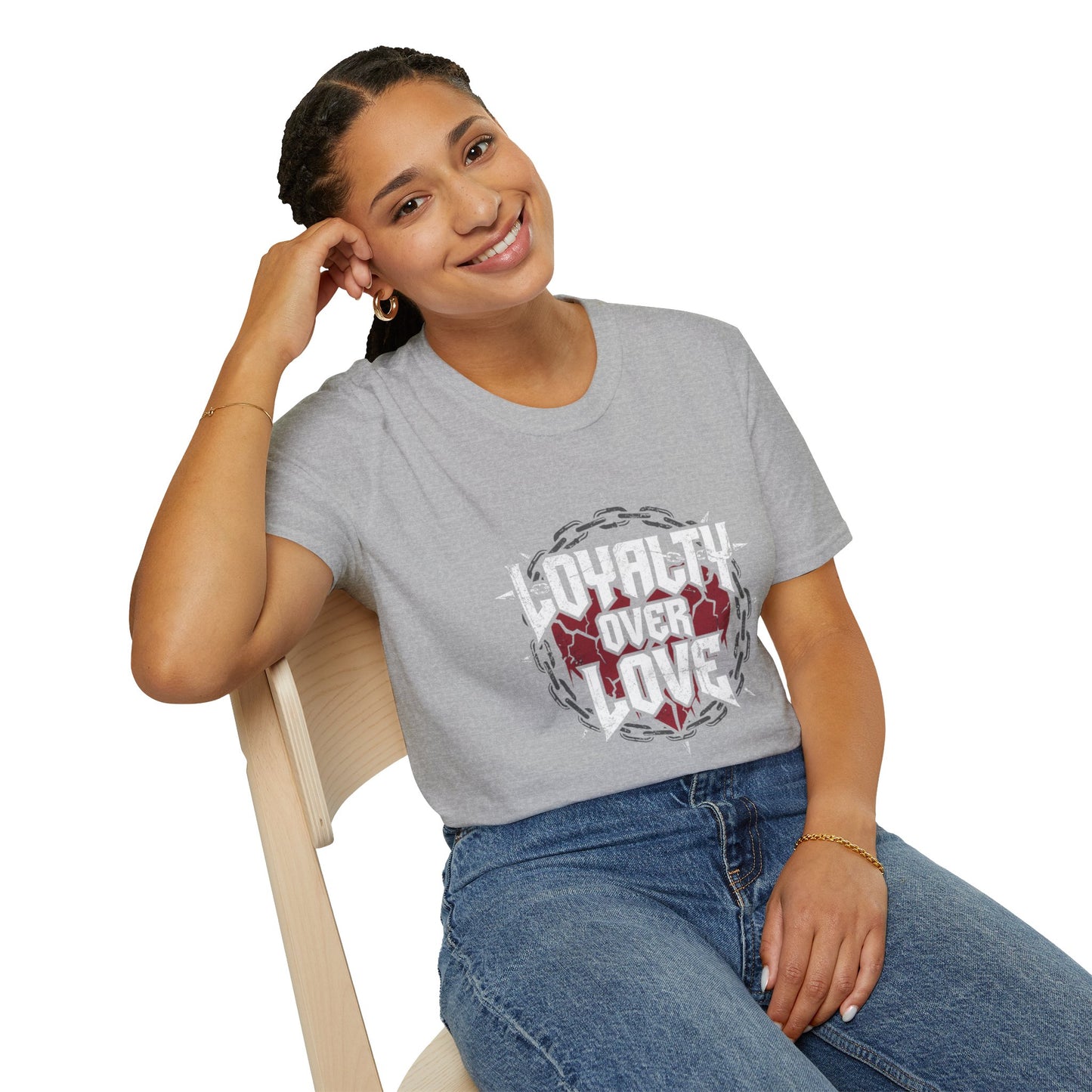 Loyalty Over Love T-Shirt — Edgy Heart & Chain Graphic Tee