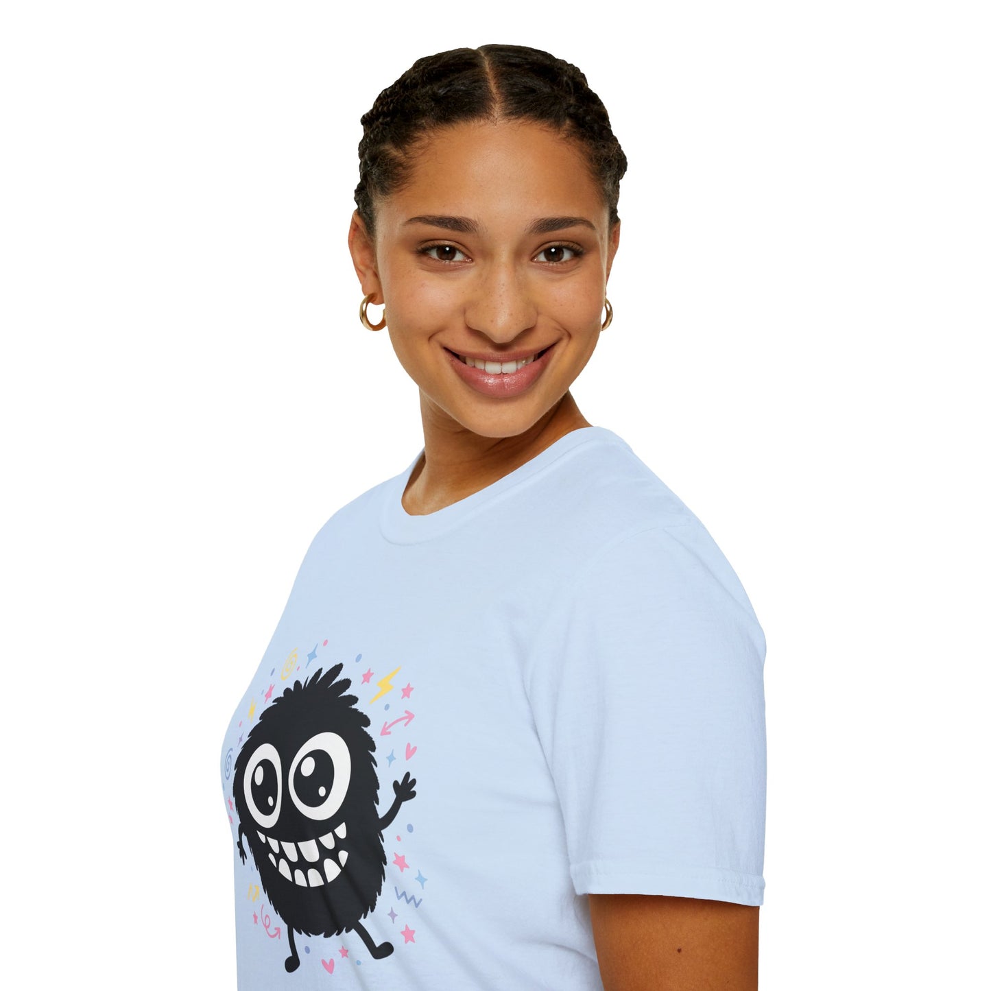 Cute Fuzzy Monster T-Shirt — Playful Cartoon Graphic Tee for Kids & Adults