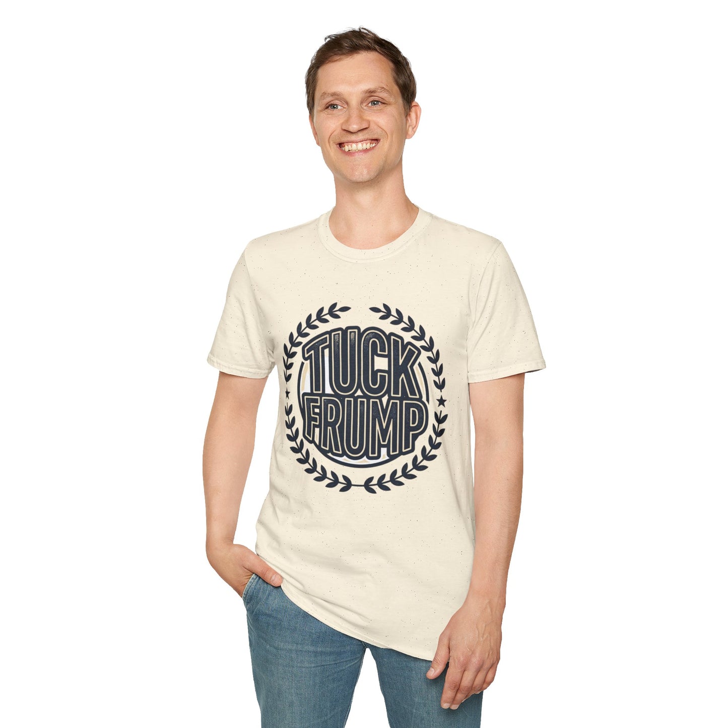 "Tuck Frump" Vintage Laurel Emblem Political Satire Tee