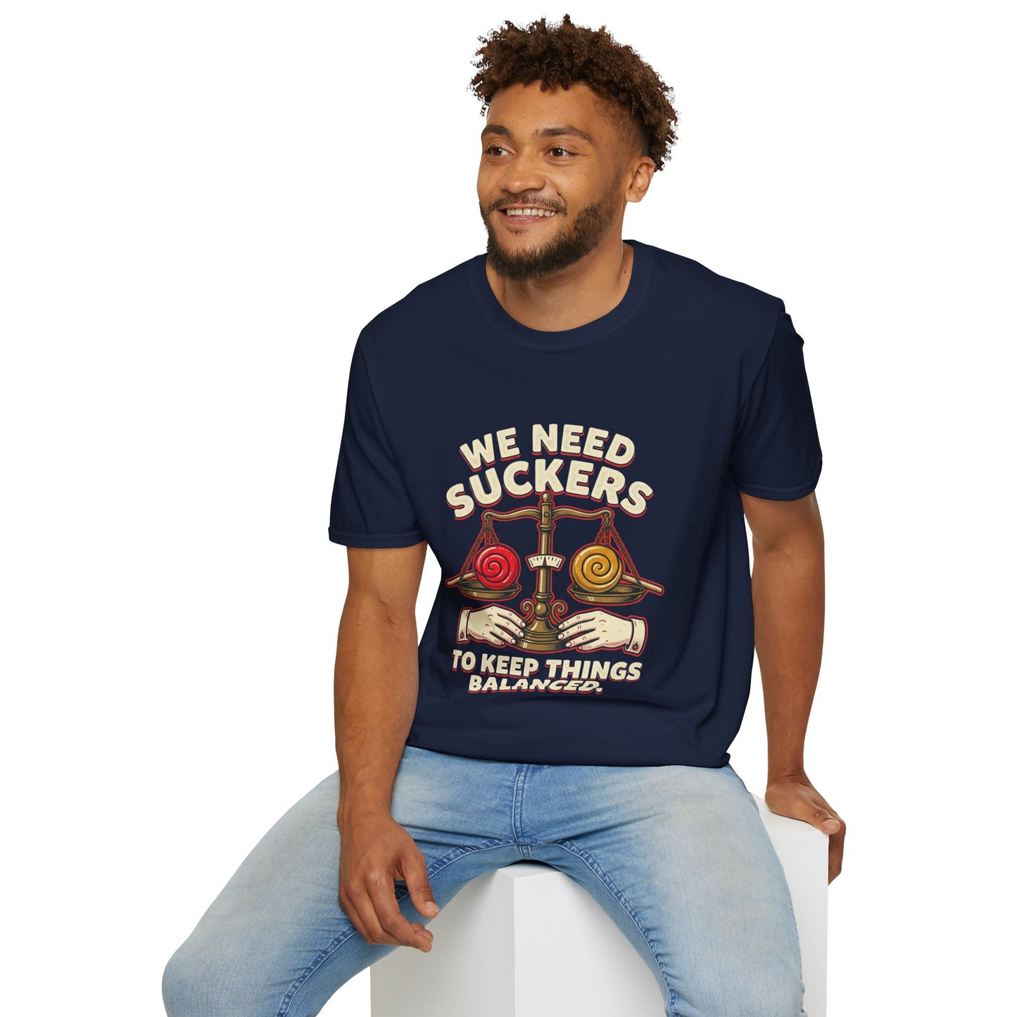 "We Need Suckers to Keep Things Balanced" Retro Candy Scale Tee