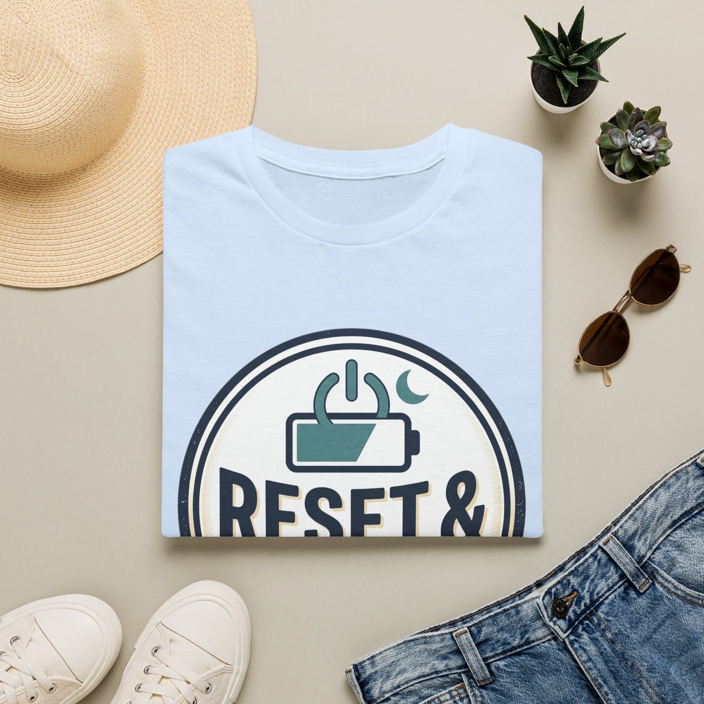 Reset & Recharge T-Shirt — Self-Care Relaxation Graphic Tee