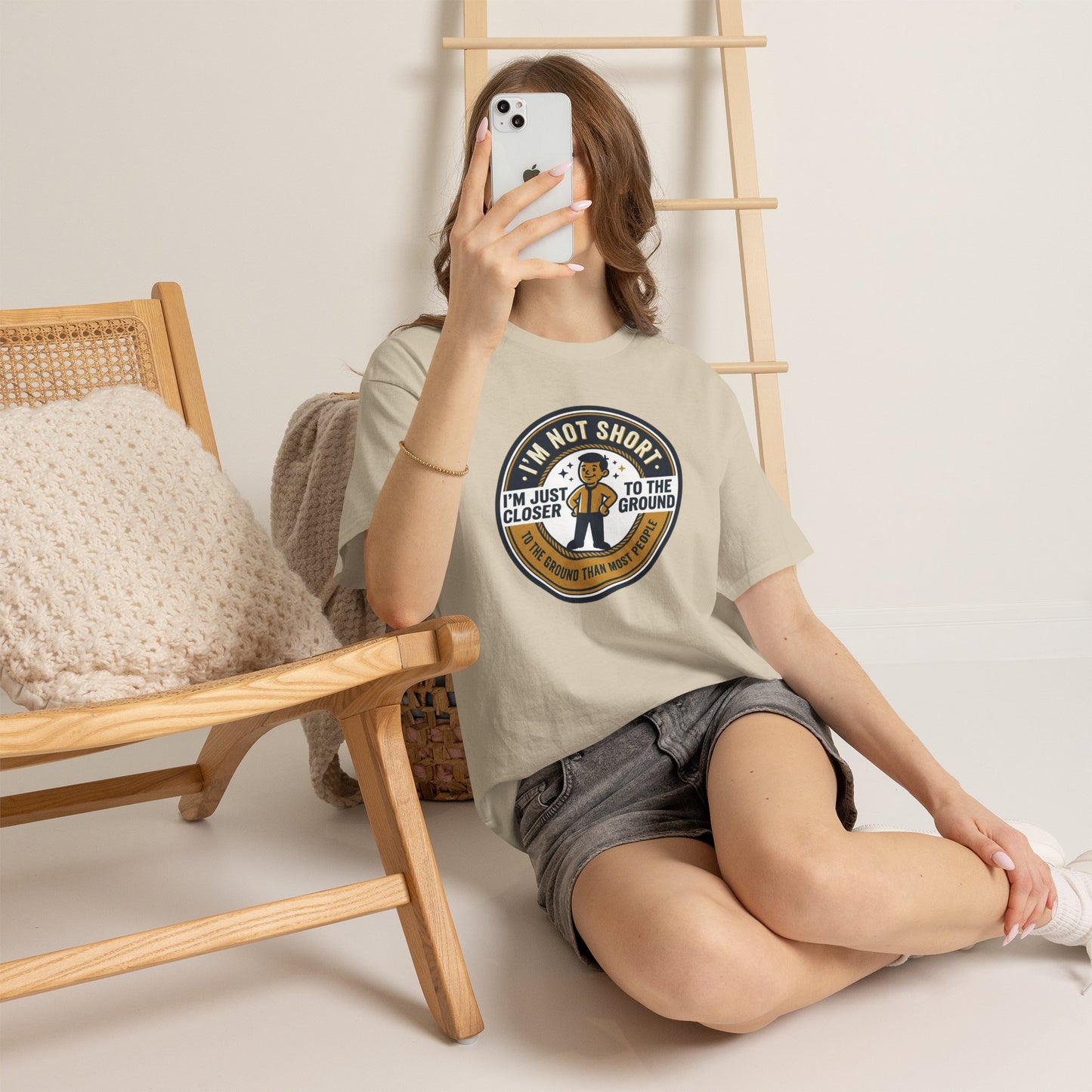 "I'm Not Short, I'm Just Closer to the Ground" Funny Short Height Graphic Tee