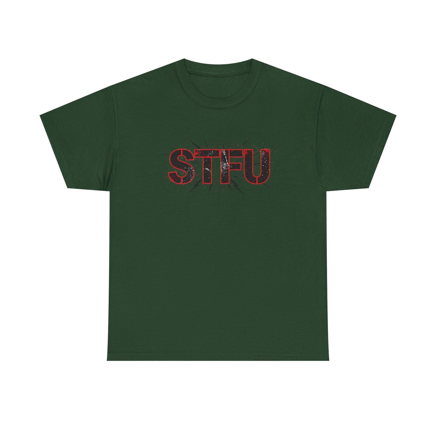 STFU Graphic Tee — Bold Distressed Text Shirt for Statement Style Printify