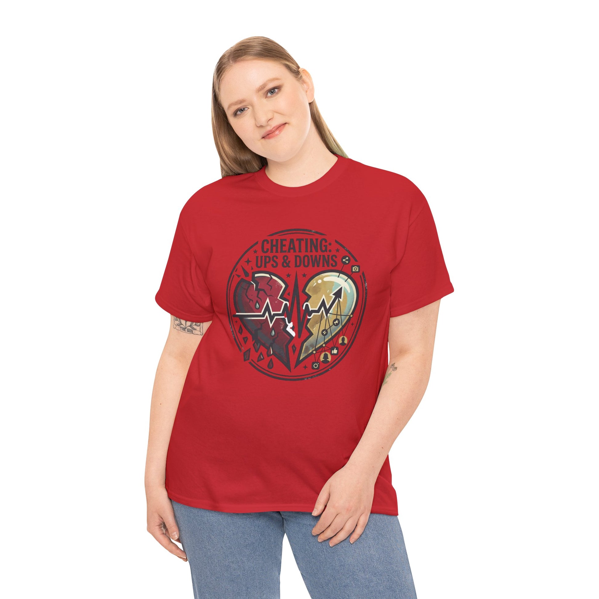 Cheating: Ups & Downs Broken Heart Graphic Tee Printify
