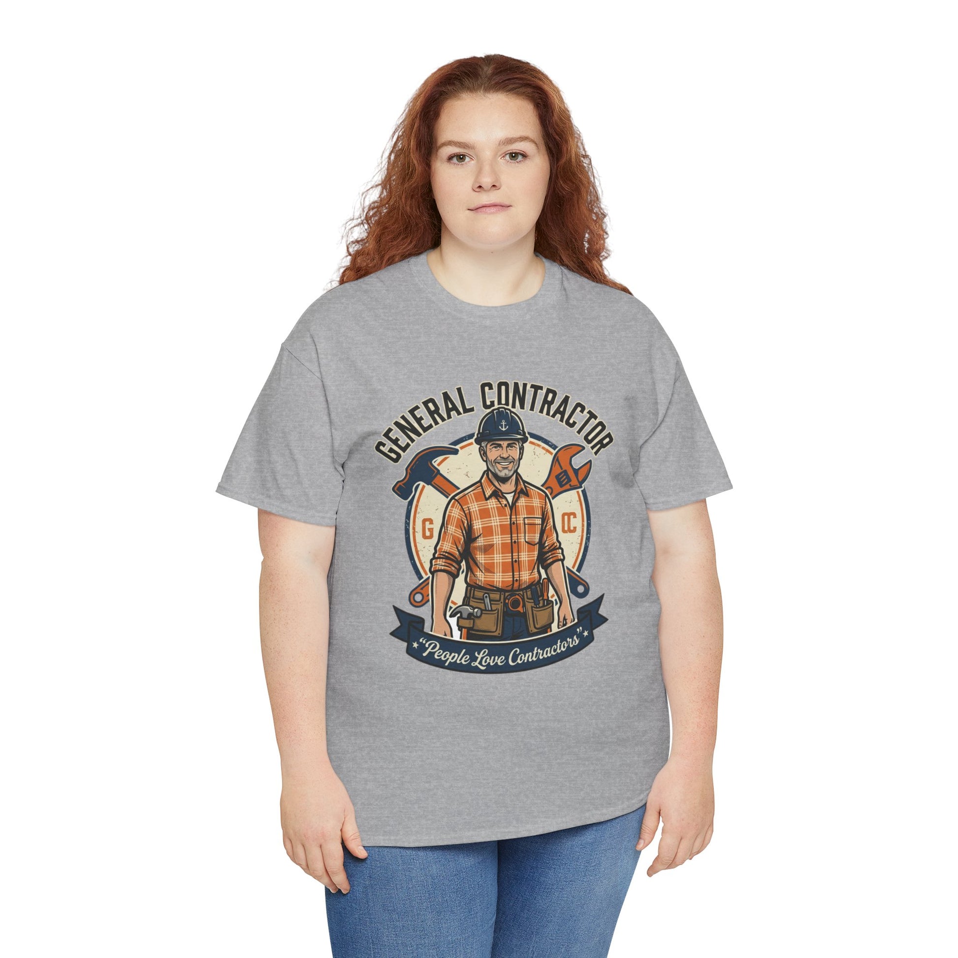 General Contractor T-Shirt — Vintage Construction Worker Logo Tee Printify