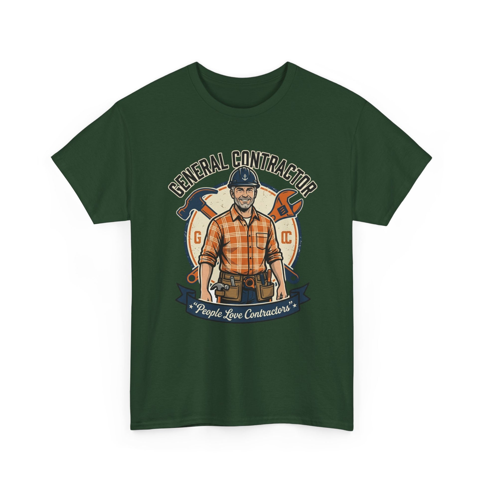 General Contractor T-Shirt — Vintage Construction Worker Logo Tee Printify
