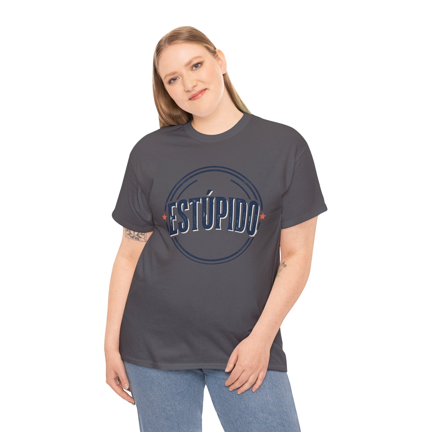 ESTÚPIDO Circle Logo Graphic Tee (Spanish Funny Statement)