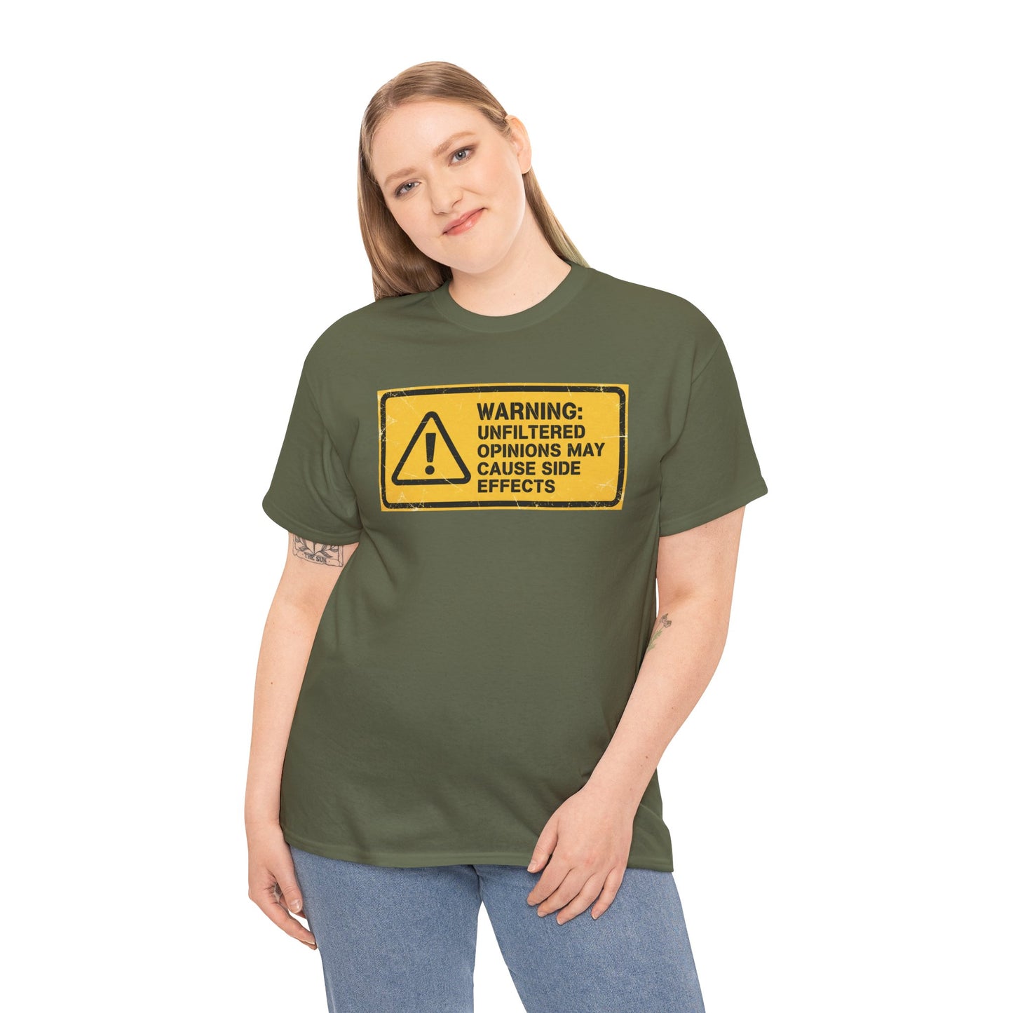 T-Shirt — "Warning: Unfiltered Opinions May Cause Side Effects" Graphic Tee