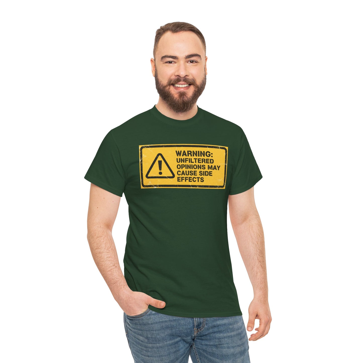 T-Shirt — "Warning: Unfiltered Opinions May Cause Side Effects" Graphic Tee