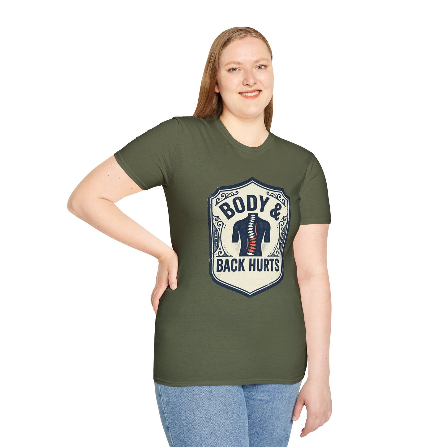 Back Hurts T-Shirt — Body & Back Hurts Graphic Tee for Spine Pain Relief Awareness
