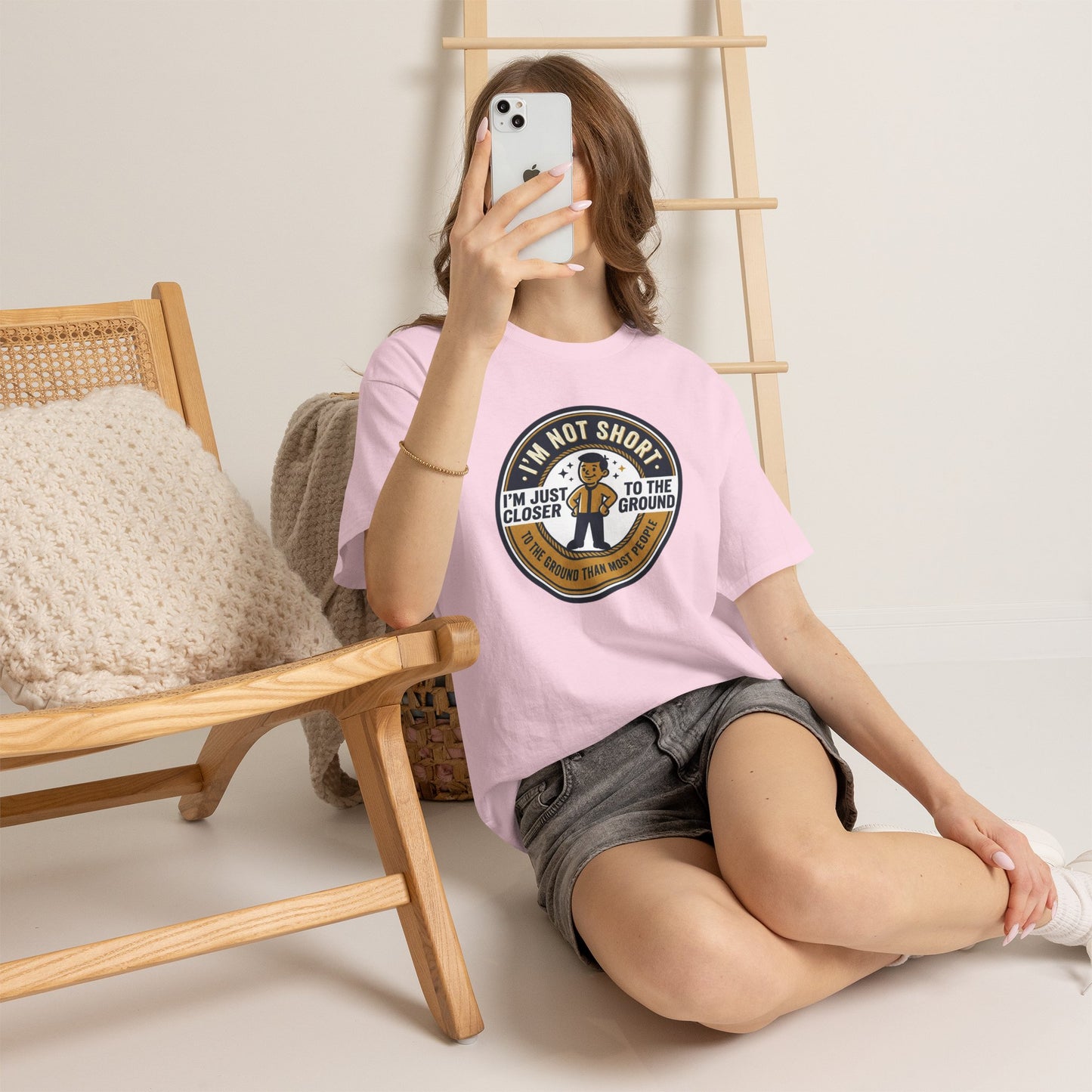 "I'm Not Short, I'm Just Closer to the Ground" Funny Short Height Graphic Tee