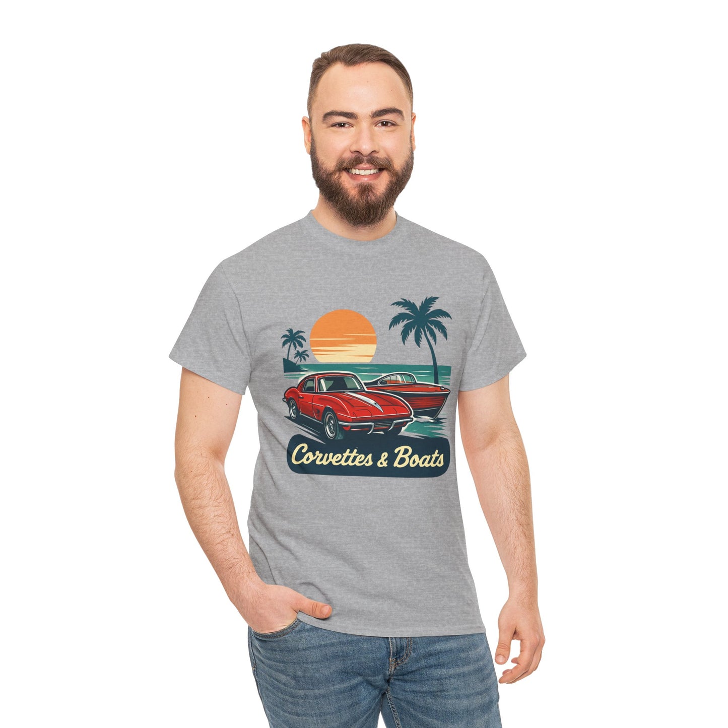 Corvettes & Boats Retro Sunset T‑Shirt