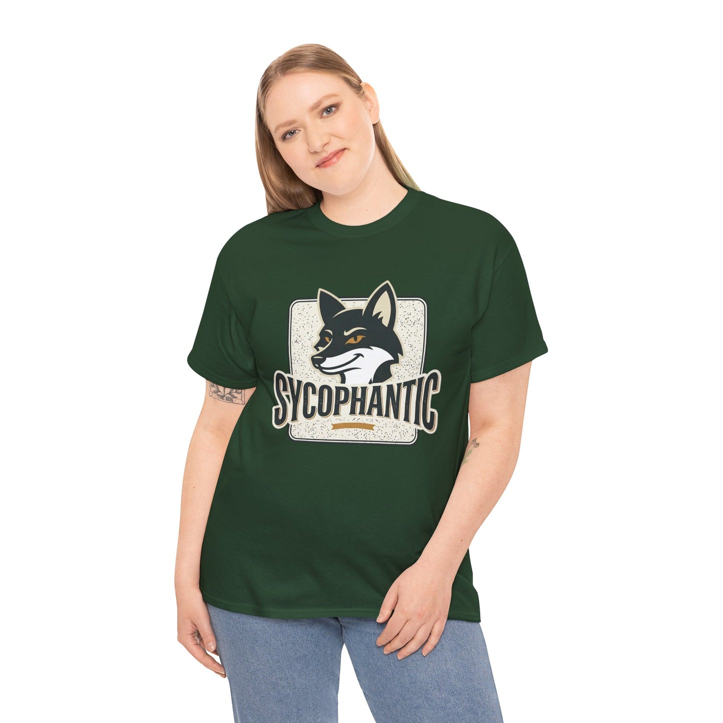 Sycophantic Fox Graphic Tee — Retro Animal Logo T-Shirt