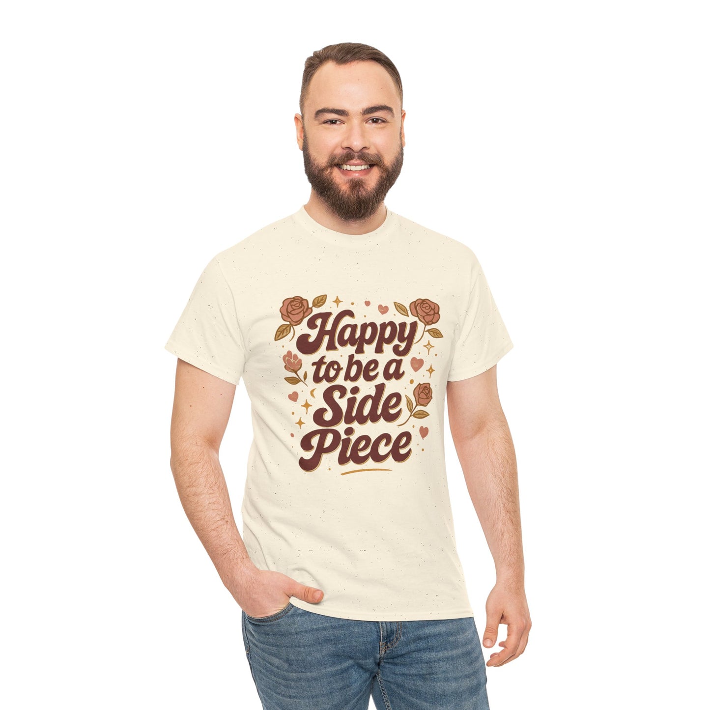Happy to Be a Side Piece Tee — Retro Floral Statement T-Shirt