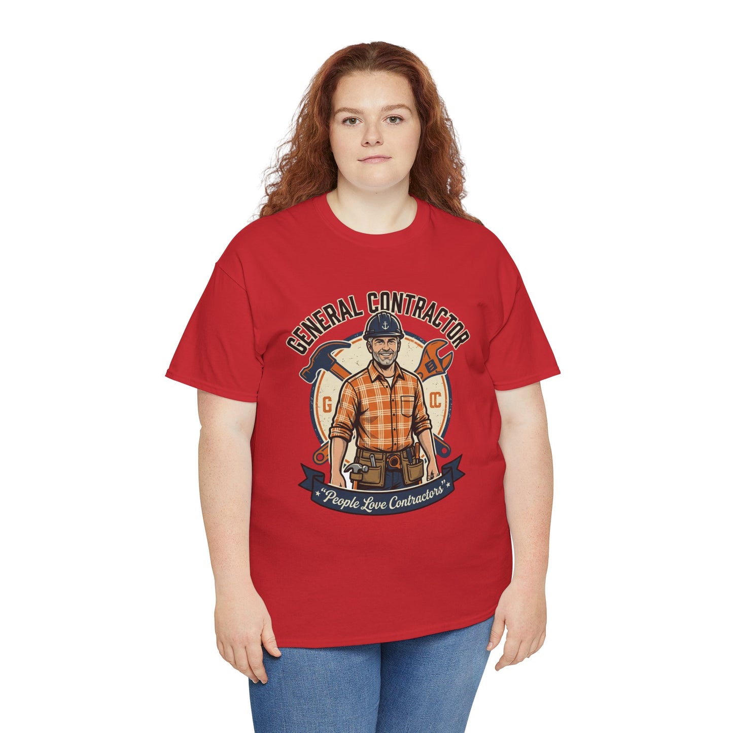 General Contractor T-Shirt — Vintage Construction Worker Logo Tee Printify