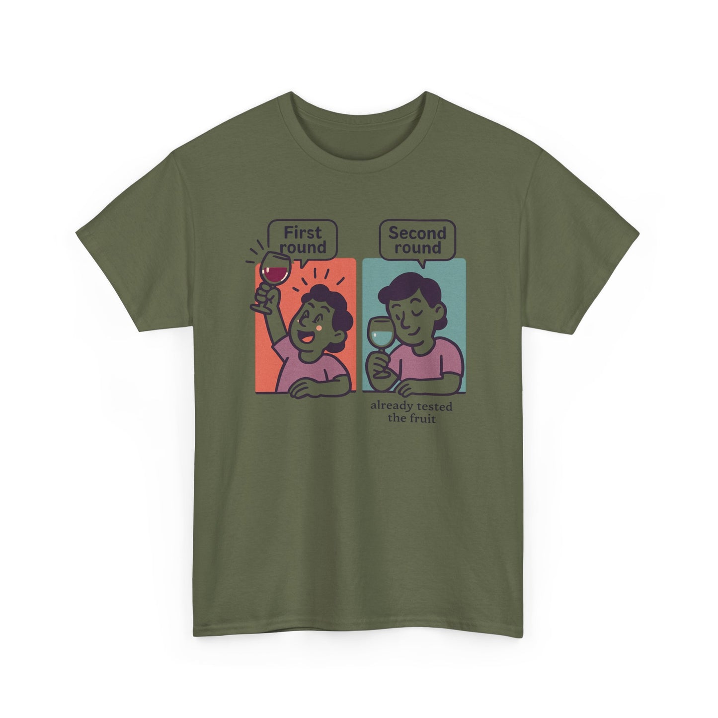 T-Shirt — "First round / Second round: already tasted the fruit" Comic Graphic Tee